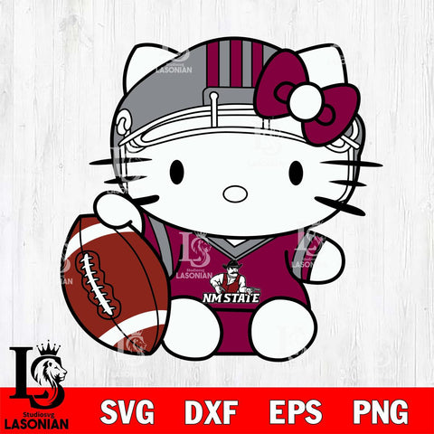 New Mexico State Aggies Cute Hello Kitty Football 5 Svg Eps Dxf Png File, NCAA svg, Digital Download, Instant Download