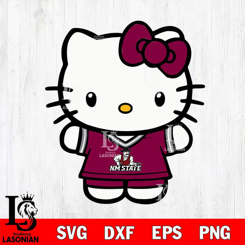 New Mexico State Aggies Cute Hello Kitty Football 6 Svg Eps Dxf Png File, NCAA svg, Digital Download, Instant Download