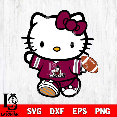 New Mexico State Aggies Cute Hello Kitty Football 7 Svg Eps Dxf Png File, NCAA svg, Digital Download, Instant Download