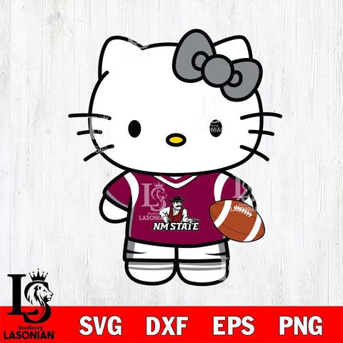 New Mexico State Aggies Cute Hello Kitty Football 8 Svg Eps Dxf Png File, NCAA svg, Digital Download, Instant Download