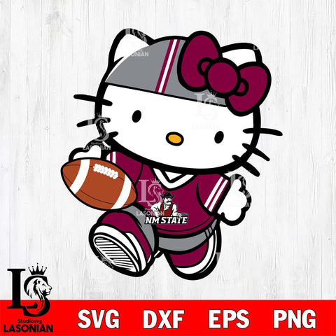 New Mexico State Aggies Cute Hello Kitty Football 9 Svg Eps Dxf Png File, NCAA svg, Digital Download, Instant Download