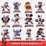 New Mexico State Aggies Disney NCAA Bundle Svg PNG 12 Svg Eps Dxf Png File, Digital Download