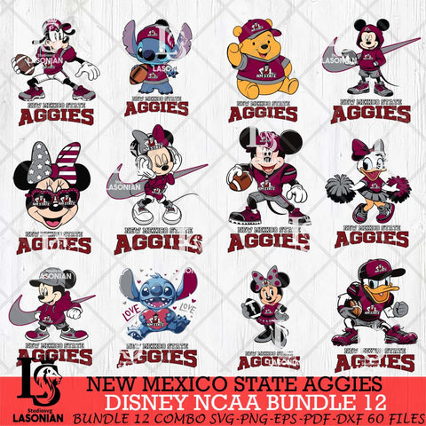 New Mexico State Aggies Disney NCAA Bundle Svg PNG 12 Svg Eps Dxf Png File, Digital Download
