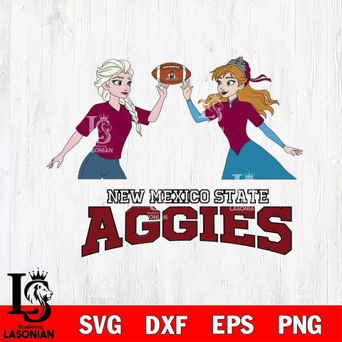 New Mexico State Aggies Elsa & Anna Football Cricut,Christmas SVG DXF EPS PNG FILE, NCAA Digital Download,Instant Download, Silhouette