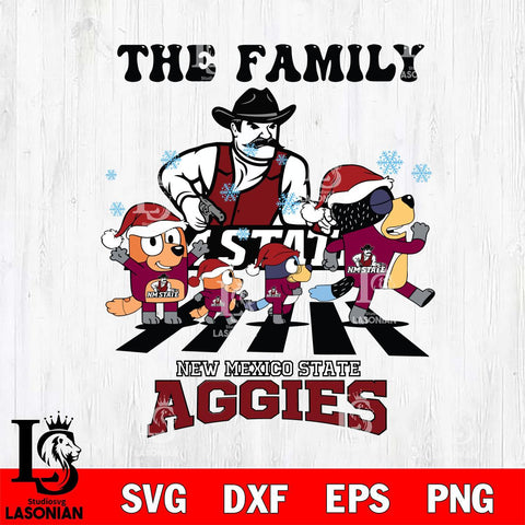 New Mexico State Aggies Family Bluey Christmas Svg Eps Dxf Png File, Digital Download