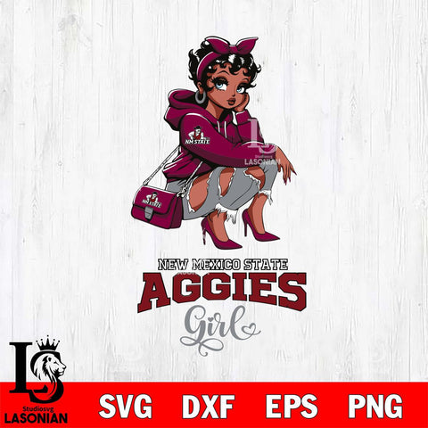 New Mexico State Aggies Fashion Black Fan Girl Betty Boop, Svg Eps Dxf Png File, Digital Download