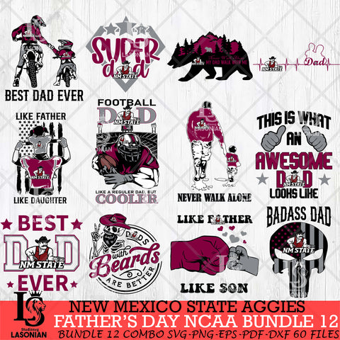 New Mexico State Aggies Fathers Day NCAA Bundle 12 Svg Eps Dxf Png File, Digital Download, Instant Download