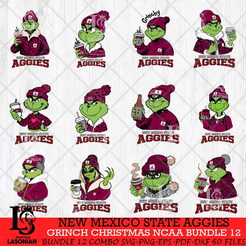 New Mexico State Aggies Grinch Christmas NCAA Bundle 12 Svg Eps Dxf Png File,Cricut files, Digital Download, Instant Download