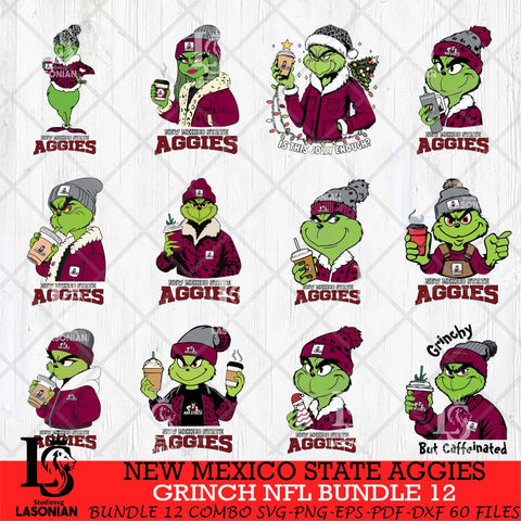 New Mexico State Aggies Grinch NCAA Bundle 12 SVG Eps Dxf Png File, Digital Download, Instant Download