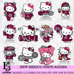 New Mexico State Aggies Hello Kitty Bundle 12 SVG Svg Eps Dxf Png File, Digital Download, Instant Download
