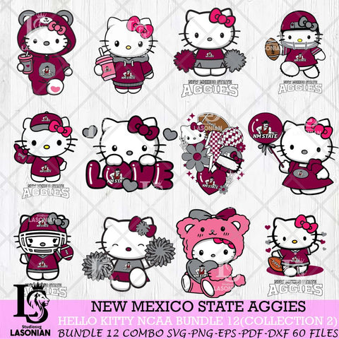New Mexico State Aggies Hello Kitty Bundle 12 SVG Svg Eps Dxf Png File, Digital Download, Instant Download