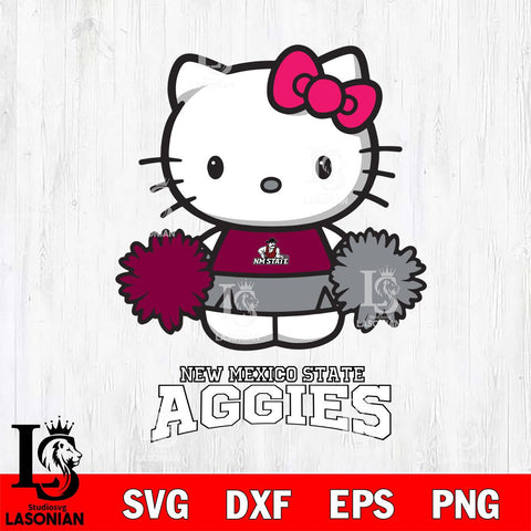 New Mexico State Aggies Hello Kitty Cheerleader 2 Svg Eps Dxf Png File, Digital Download, Instant Download