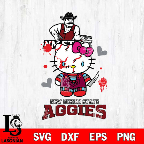 New Mexico State Aggies Hello Kitty Horror 2 Svg Eps Dxf Png File, Digital Download