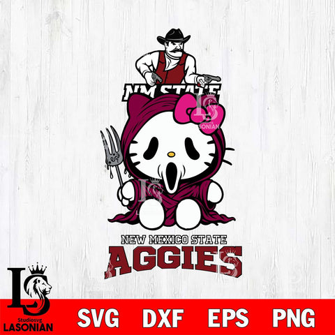 New Mexico State Aggies Hello Kitty Horror 4 Svg Eps Dxf Png File, Digital Download