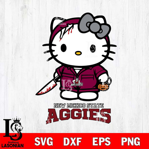 New Mexico State Aggies Hello Kitty Horror 5 Svg Eps Dxf Png File, Digital Download