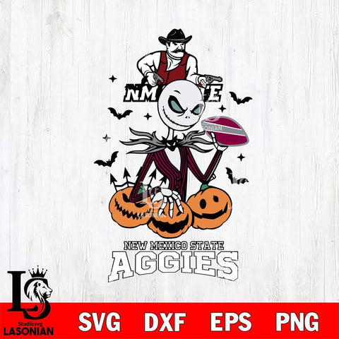 New Mexico State Aggies Jack Skellington 2 halloween Svg Eps Dxf Png File, NCAA svg, Digital Download, Instant Download