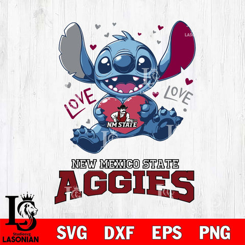 New Mexico State Aggies Love Stitch, Svg Eps Dxf Png File, Digital Download