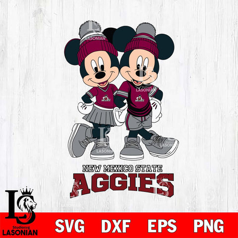New Mexico State Aggies Mickey And Minnie Mouse Football Svg Eps Dxf Png File, NCAA svg , File Cut , Digital Download , Instant Download, Cut Svg Files