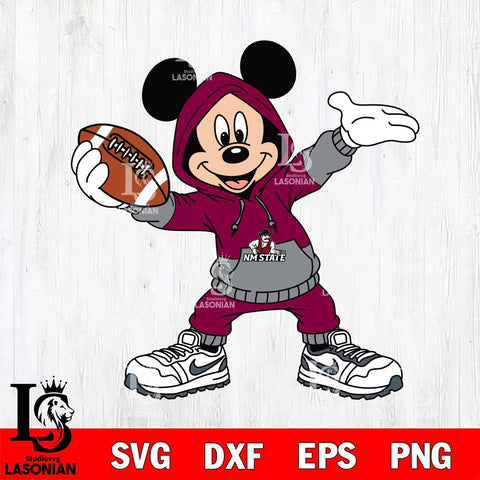 New Mexico State Aggies Mickey Disney Football Christmas File Cut, NCAA SVG DXF EPS PNG FILE, Digital Download , Criucut , Silhouette