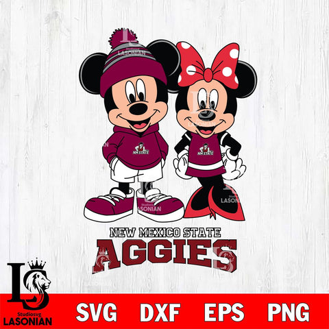 New Mexico State Aggies Mickey Minnie Mouse Cute Football Svg Eps Dxf Png File, NCAA svg , File Cut , Digital Download , Instant Download, Cut Svg Files