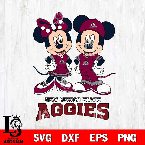 New Mexico State Aggies Mickey Minnie Mouse rugby ball Svg Eps Dxf Png File, NCAA svg , File Cut , Digital Download , Instant Download, Cut Svg Files