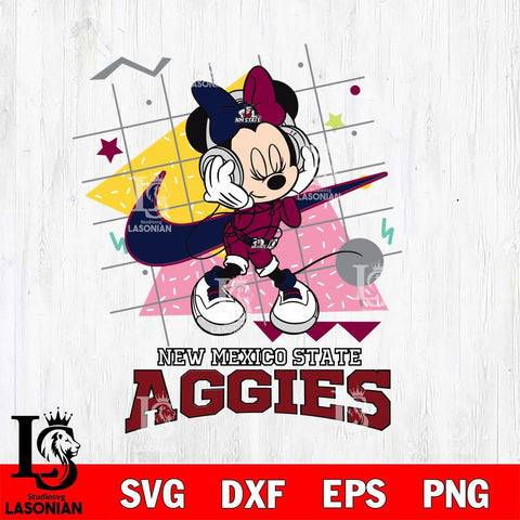 New Mexico State Aggies Minnie Mouse Dancing SVG DXF EPS PNG FILE, NCAA File Cut,Digital Download,Instant Download