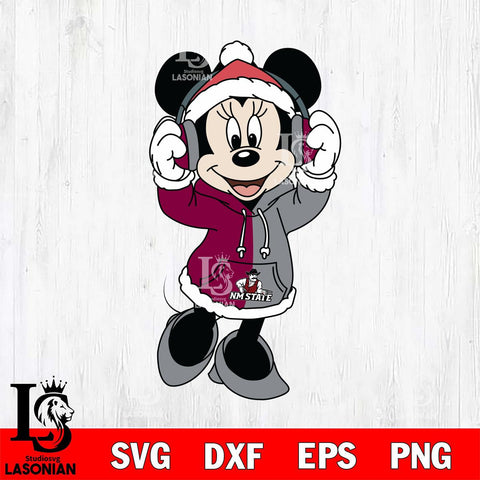 New Mexico State Aggies Minnie Mouse Disney Football Christmas File Cut, NCAA SVG DXF EPS PNG FILE, Digital Download , Criucut , Silhouette