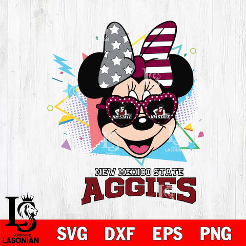 New Mexico State Aggies Minnie Mouse Love Sport SVG DXF EPS PNG FILE, NCAA File Cut,Digital Download,Instant Download