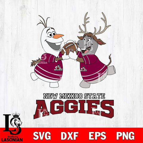 New Mexico State Aggies Olaf & Sven Football Cricut,Christmas SVG DXF EPS PNG FILE, NCAA Digital Download,Instant Download, Silhouette