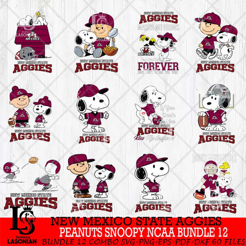 New Mexico State Aggies Peanuts Snoopy Player NCAA Bundle 12 SVG DXF EPS PNG FILE,Snoopy File Cut, bundle NCAA Digital Download,Instant Download, Silhouette