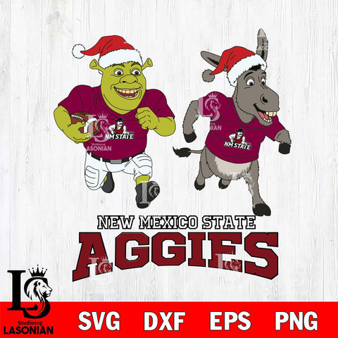 New Mexico State Aggies Shrek and Donkey Football Cricut,Christmas SVG DXF EPS PNG FILE, NCAA Digital Download,Instant Download, Silhouette