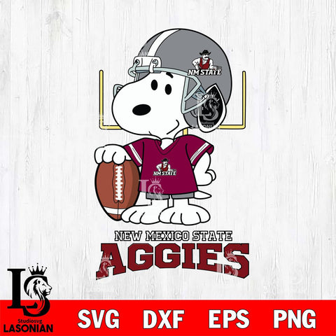 New Mexico State Aggies Snoopy Player Football SVG DXF EPS PNG FILE,Snoopy File Cut, NCAA Digital Download,Instant Download,Christmas Silhouette