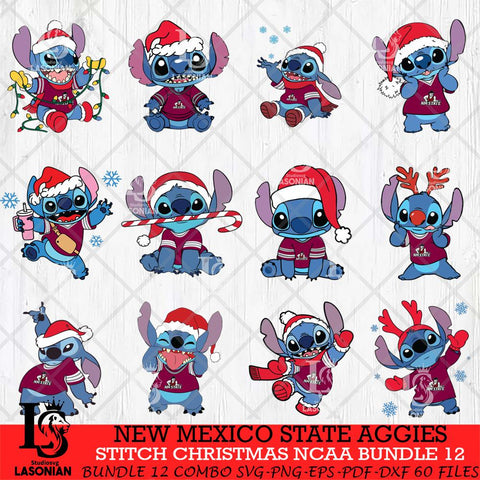 New Mexico State Aggies Stitch Christmas NCAA Bundle 12 Svg Eps Dxf Png File, Digital Download, Instant Download