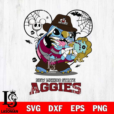 New Mexico State Aggies Stitch Freddy Krueger Halloween Svg Eps Dxf Png File, Digital Download, Instant Download