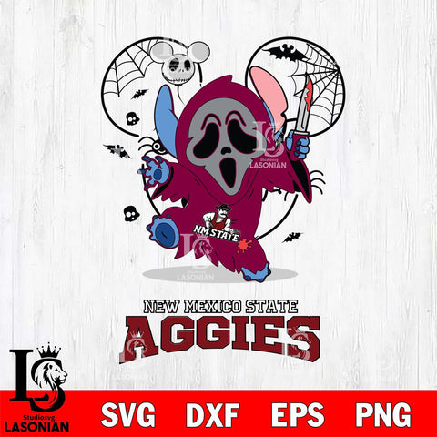 New Mexico State Aggies Stitch Ghost Face Halloween 2 Svg Eps Dxf Png File, Digital Download, Instant Download