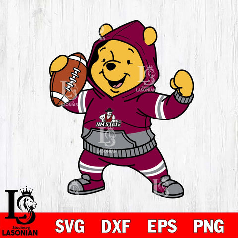 New Mexico State Aggies Winnie The Pooh Disney Football Christmas File Cut, NCAA SVG DXF EPS PNG FILE, Digital Download , Criucut , Silhouette