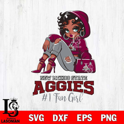 New Mexico State Aggies #1 beauty Black Fan Girl, Svg Eps Dxf Png File, Digital Download