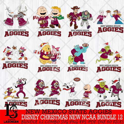 New Mexico State Aggies  Disney Christmas New NCAA Bundle 12 Cricut,Christmas SVG DXF EPS PNG FILE, BUNDLE NCAA Digital Download,Instant Download, Silhouette