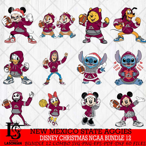 New Mexico State Aggies  Disney christmas NCAA Bundle File Cut, Bundle NCAA SVG DXF EPS PNG FILE, Digital Download , Criucut , Silhouette