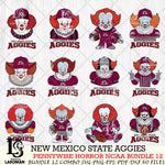 New Mexico State Aggies  Pennywise Horror NCAA Bundle 12 SVG Svg Eps Dxf Png File, Digital Download