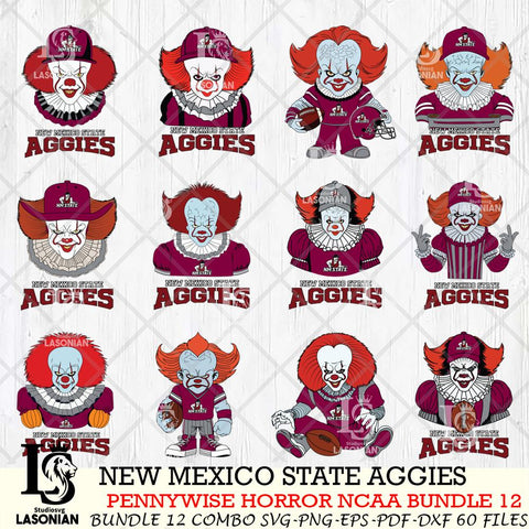 New Mexico State Aggies  Pennywise Horror NCAA Bundle 12 SVG Svg Eps Dxf Png File, Digital Download