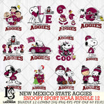 New Mexico State Aggies  Snoopy NCAA Bundle 12 SVG Svg Eps Dxf Png File, Digital Download