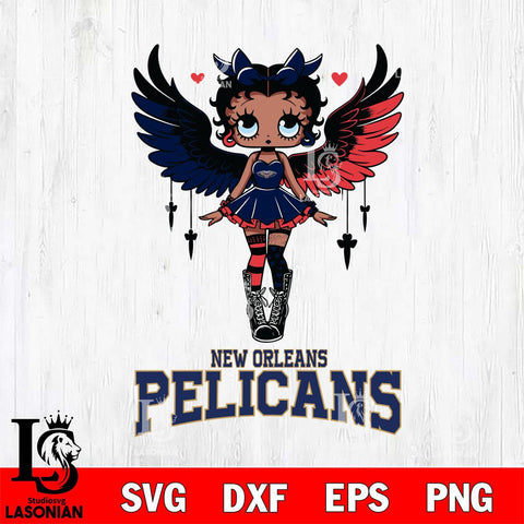 New Orleans Pelicans Anglel Black Fan Girl Betty Boop