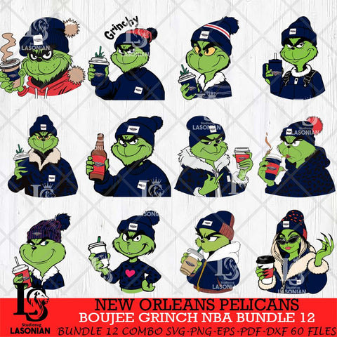 New Orleans Pelicans Boujee Grinch NBA Bundle 12 SVG Eps Dxf Png File, Digital Download, Instant Download