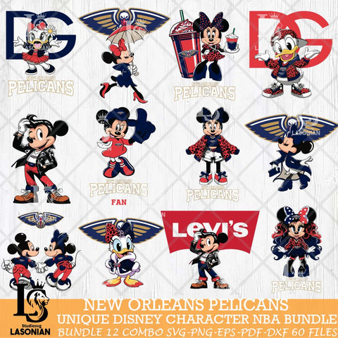 New Orleans Pelicans Disney character NBA Bundle 12 Svg Eps Dxf Png File, Digital Download, Instant Download