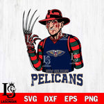 New Orleans Pelicans Freddy Krueger Horror Svg Eps Dxf Png File, NBA svg, Digital Download, Instant Download