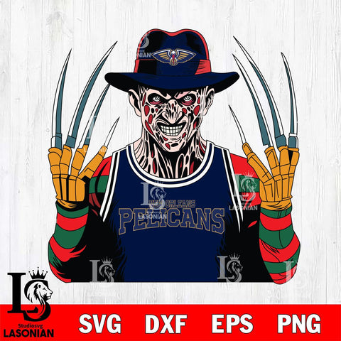 New Orleans Pelicans Freddy Krueger Horror basketball SVG DXF EPS PNG FILE, NBA File Cut,Halloween Digital Download,Instant Download, Silhouette