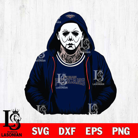 New Orleans Pelicans Michael Myers Horror basketball SVG DXF EPS PNG FILE, NBA File Cut,Halloween Digital Download,Instant Download, Silhouette