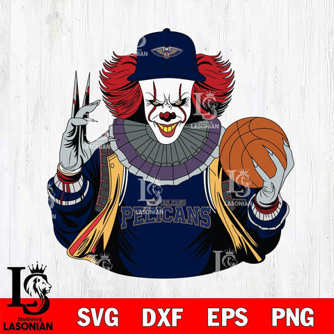 New Orleans Pelicans Pennywise Horror basketball SVG DXF EPS PNG FILE, NBA File Cut,Halloween Digital Download,Instant Download, Silhouette