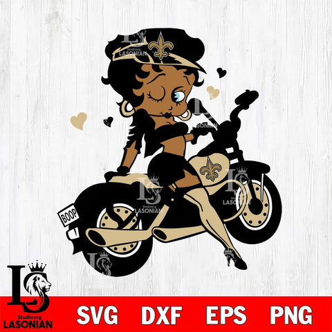 New Orleans Saints Betty Boop And Badass Motor SVG Svg Eps Dxf Png File, Digital Download, Instant Download